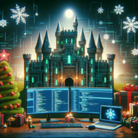 Castle Game Engine Christmas postcard